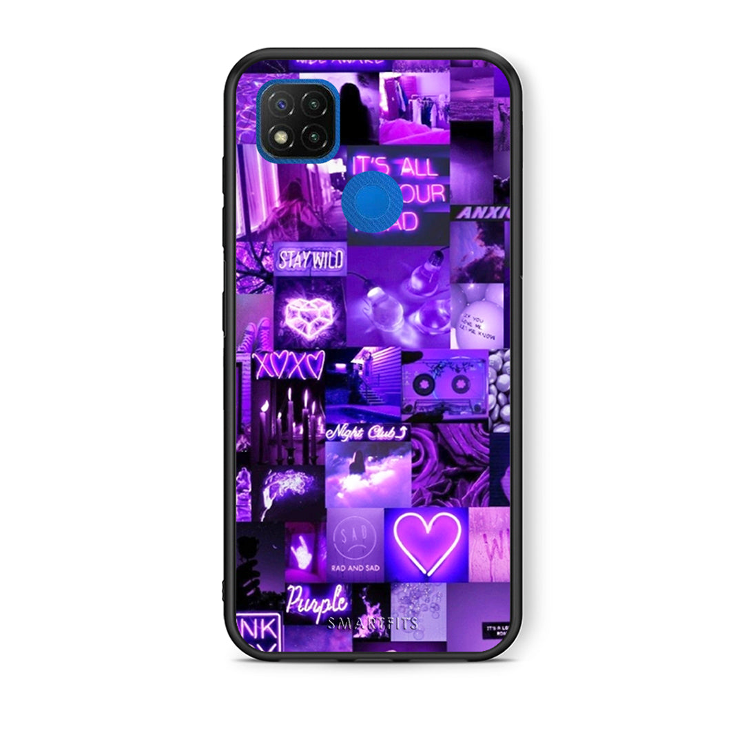 Θήκη Αγίου Βαλεντίνου Xiaomi Redmi 9C Collage Stay Wild από τη Smartfits με σχέδιο στο πίσω μέρος και μαύρο περίβλημα | Xiaomi Redmi 9C Collage Stay Wild case with colorful back and black bezels