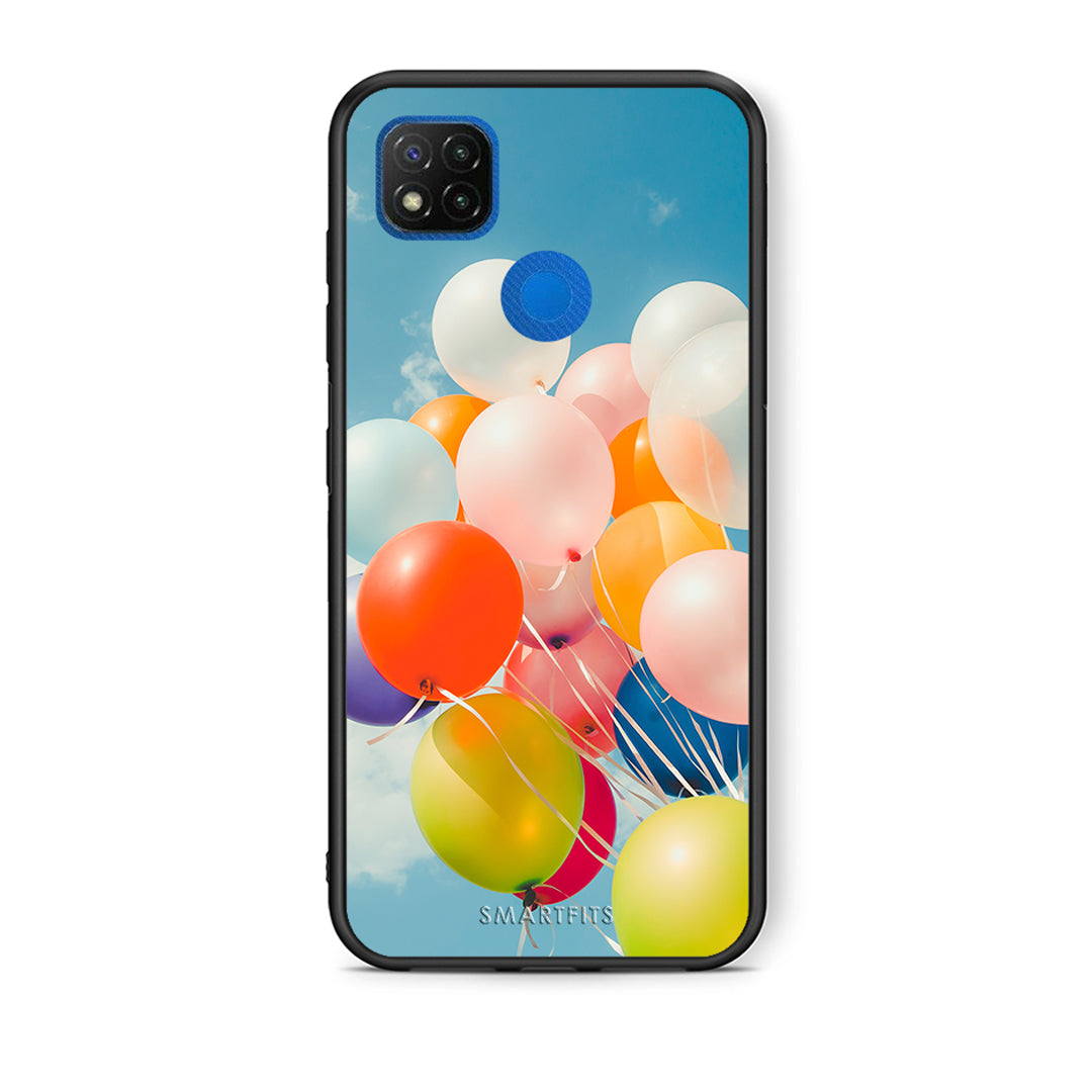 Θήκη Xiaomi Redmi 9C Colorful Balloons από τη Smartfits με σχέδιο στο πίσω μέρος και μαύρο περίβλημα | Xiaomi Redmi 9C Colorful Balloons case with colorful back and black bezels