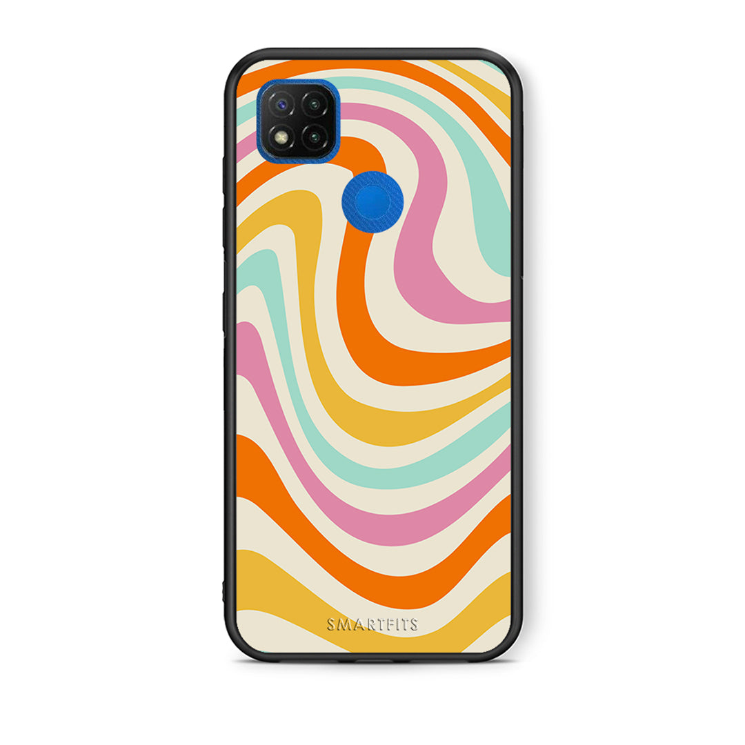 Θήκη Xiaomi Redmi 9C Colourful Waves από τη Smartfits με σχέδιο στο πίσω μέρος και μαύρο περίβλημα | Xiaomi Redmi 9C Colourful Waves case with colorful back and black bezels
