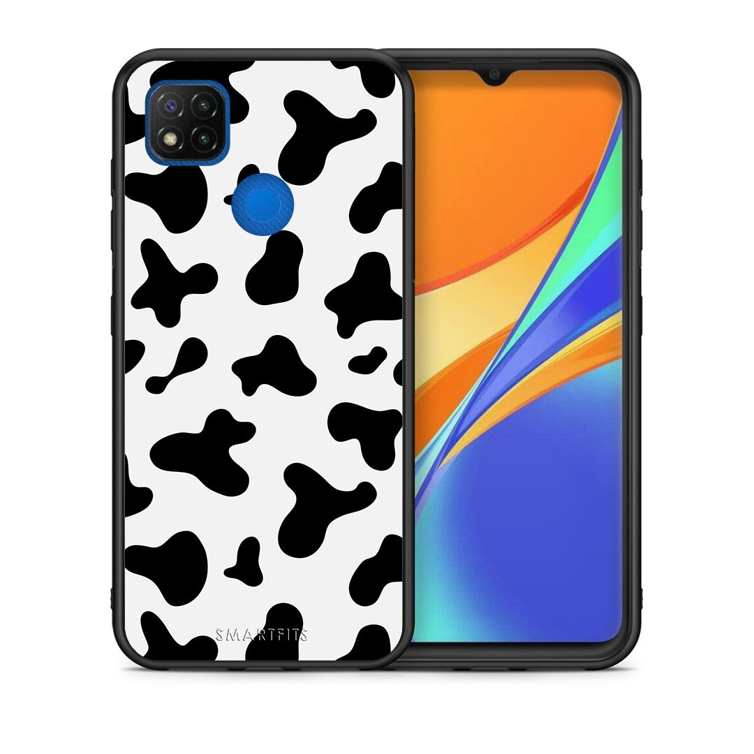Θήκη Xiaomi Redmi 9C Cow Print από τη Smartfits με σχέδιο στο πίσω μέρος και μαύρο περίβλημα | Xiaomi Redmi 9C Cow Print case with colorful back and black bezels