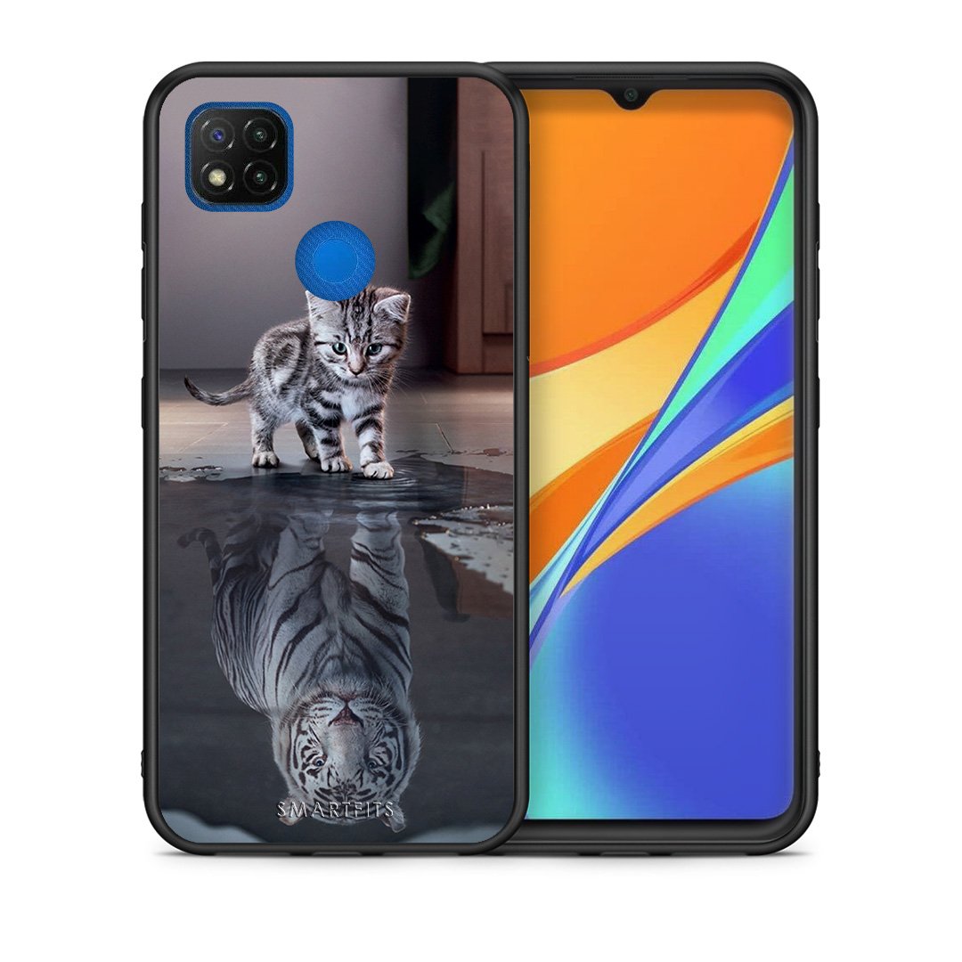 Θήκη Xiaomi Redmi 9C Tiger Cute από τη Smartfits με σχέδιο στο πίσω μέρος και μαύρο περίβλημα | Xiaomi Redmi 9C Tiger Cute case with colorful back and black bezels