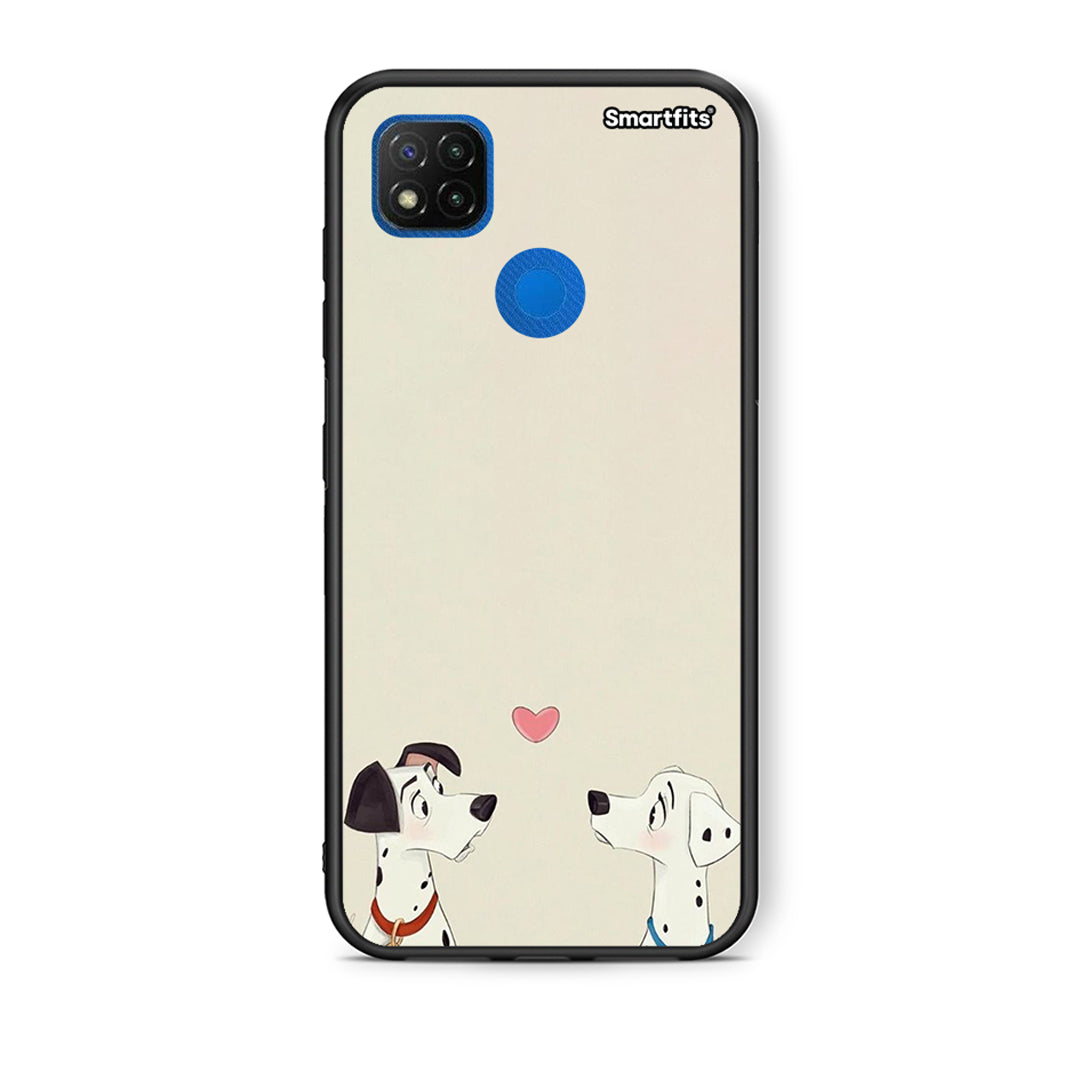 Θήκη Xiaomi Redmi 9C Dalmatians Love από τη Smartfits με σχέδιο στο πίσω μέρος και μαύρο περίβλημα | Xiaomi Redmi 9C Dalmatians Love case with colorful back and black bezels