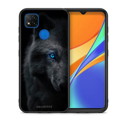 Θήκη Xiaomi Redmi 9C Dark Wolf από τη Smartfits με σχέδιο στο πίσω μέρος και μαύρο περίβλημα | Xiaomi Redmi 9C Dark Wolf case with colorful back and black bezels