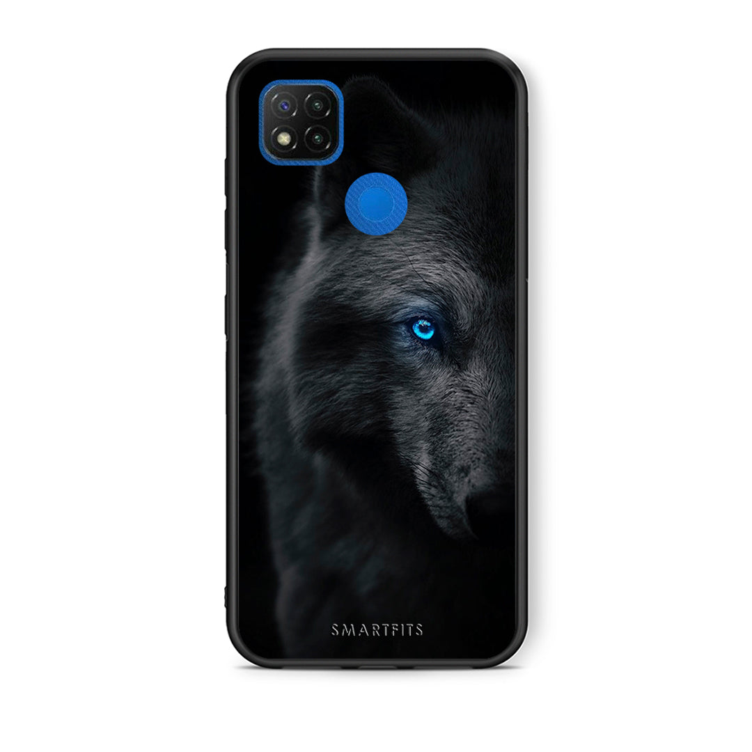 Θήκη Xiaomi Redmi 9C Dark Wolf από τη Smartfits με σχέδιο στο πίσω μέρος και μαύρο περίβλημα | Xiaomi Redmi 9C Dark Wolf case with colorful back and black bezels