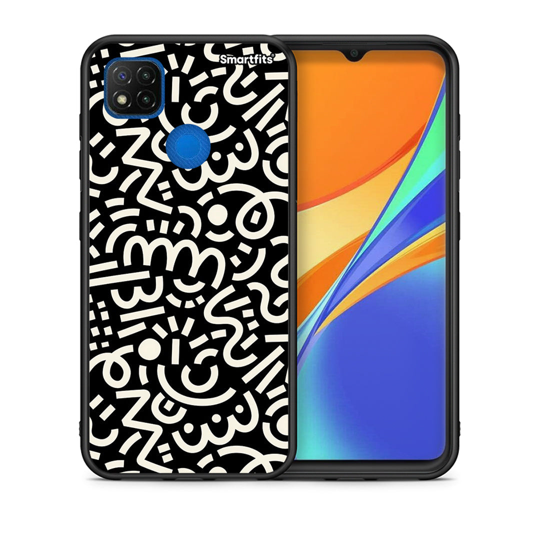 Θήκη Xiaomi Redmi 9C Doodle Art από τη Smartfits με σχέδιο στο πίσω μέρος και μαύρο περίβλημα | Xiaomi Redmi 9C Doodle Art case with colorful back and black bezels