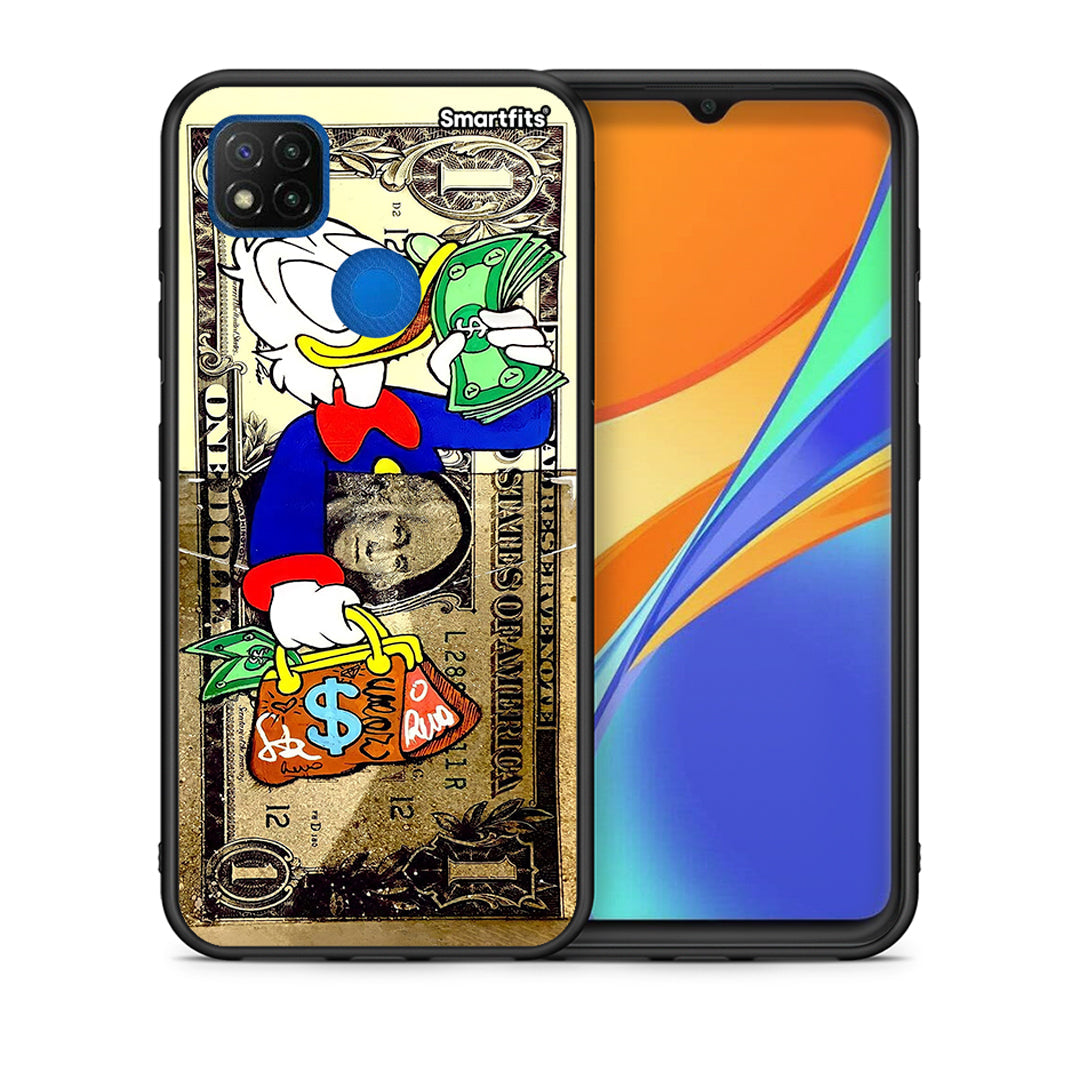 Θήκη Xiaomi Redmi 9C Duck Money από τη Smartfits με σχέδιο στο πίσω μέρος και μαύρο περίβλημα | Xiaomi Redmi 9C Duck Money case with colorful back and black bezels