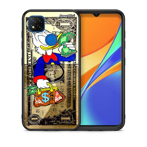 Θήκη Xiaomi Redmi 9C Duck Money από τη Smartfits με σχέδιο στο πίσω μέρος και μαύρο περίβλημα | Xiaomi Redmi 9C Duck Money case with colorful back and black bezels