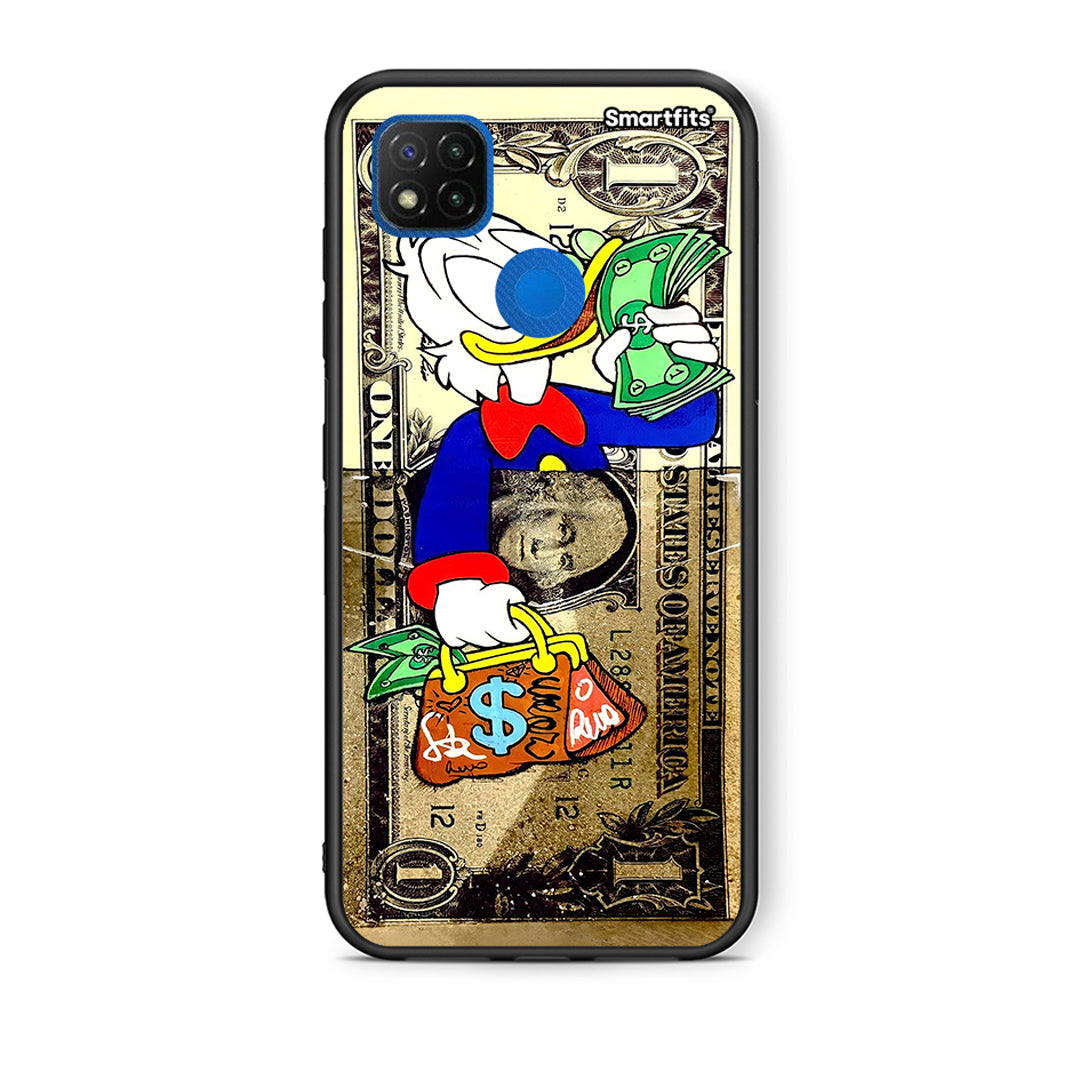 Θήκη Xiaomi Redmi 9C Duck Money από τη Smartfits με σχέδιο στο πίσω μέρος και μαύρο περίβλημα | Xiaomi Redmi 9C Duck Money case with colorful back and black bezels