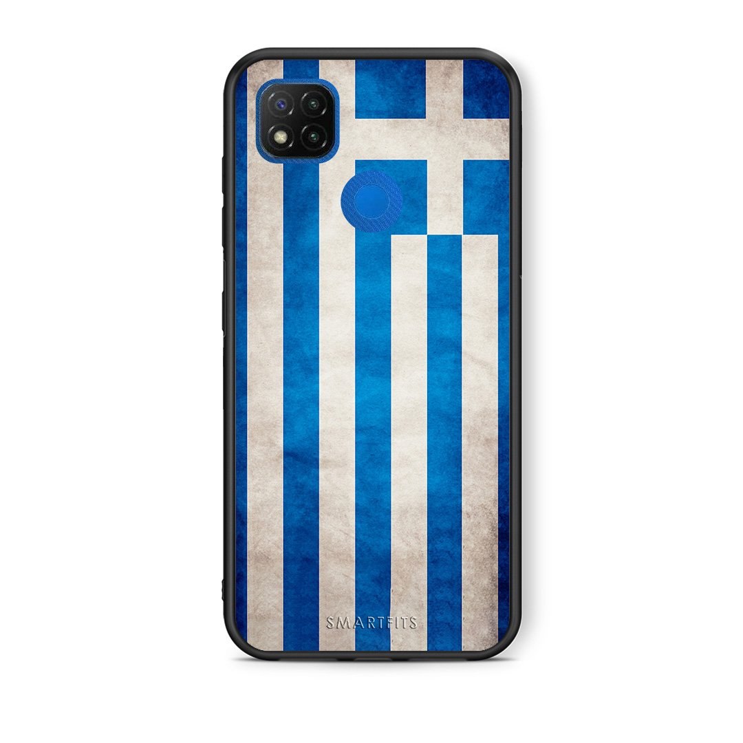 Θήκη Xiaomi Redmi 9C Greek Flag από τη Smartfits με σχέδιο στο πίσω μέρος και μαύρο περίβλημα | Xiaomi Redmi 9C Greek Flag case with colorful back and black bezels