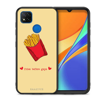 Θήκη Αγίου Βαλεντίνου Xiaomi Redmi 9C Fries Before Guys από τη Smartfits με σχέδιο στο πίσω μέρος και μαύρο περίβλημα | Xiaomi Redmi 9C Fries Before Guys case with colorful back and black bezels