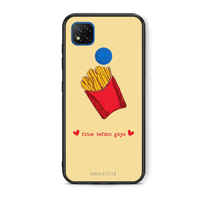Θήκη Αγίου Βαλεντίνου Xiaomi Redmi 9C Fries Before Guys από τη Smartfits με σχέδιο στο πίσω μέρος και μαύρο περίβλημα | Xiaomi Redmi 9C Fries Before Guys case with colorful back and black bezels
