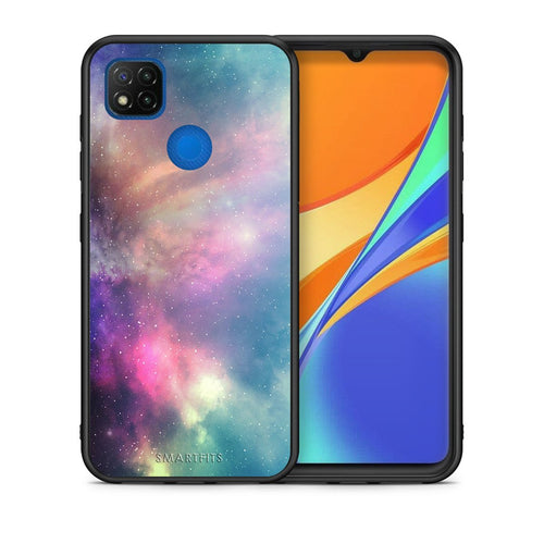 Θήκη Xiaomi Redmi 9C Rainbow Galaxy από τη Smartfits με σχέδιο στο πίσω μέρος και μαύρο περίβλημα | Xiaomi Redmi 9C Rainbow Galaxy case with colorful back and black bezels
