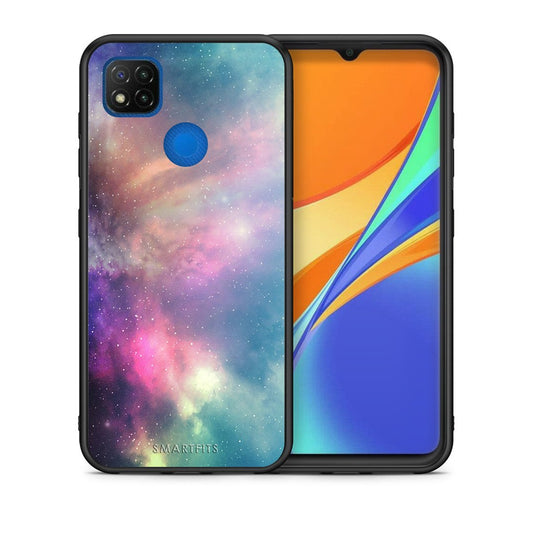 Θήκη Xiaomi Redmi 9C Rainbow Galaxy από τη Smartfits με σχέδιο στο πίσω μέρος και μαύρο περίβλημα | Xiaomi Redmi 9C Rainbow Galaxy case with colorful back and black bezels