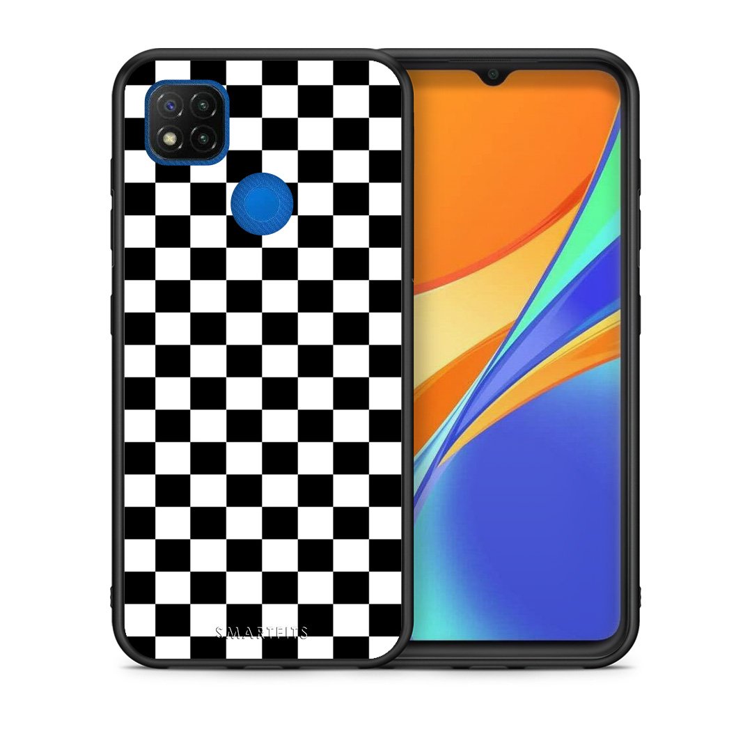 Θήκη Xiaomi Redmi 9C Squares Geometric από τη Smartfits με σχέδιο στο πίσω μέρος και μαύρο περίβλημα | Xiaomi Redmi 9C Squares Geometric case with colorful back and black bezels