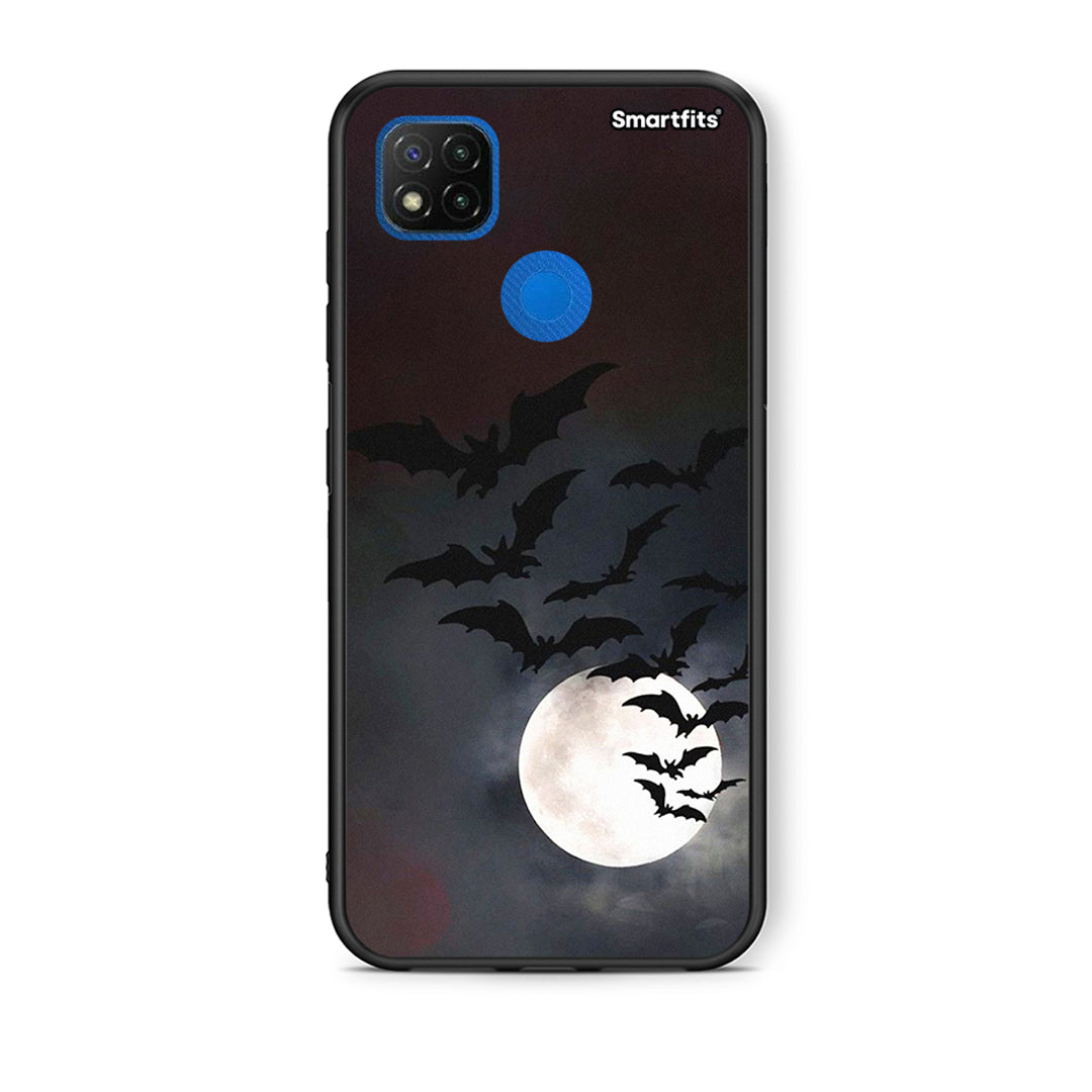 Θήκη Xiaomi Redmi 9C Halloween Bat Night από τη Smartfits με σχέδιο στο πίσω μέρος και μαύρο περίβλημα | Xiaomi Redmi 9C Halloween Bat Night case with colorful back and black bezels