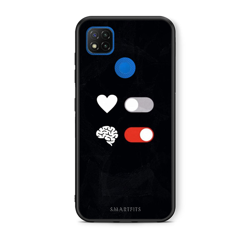 Θήκη Αγίου Βαλεντίνου Xiaomi Redmi 9C Heart Vs Brain από τη Smartfits με σχέδιο στο πίσω μέρος και μαύρο περίβλημα | Xiaomi Redmi 9C Heart Vs Brain case with colorful back and black bezels