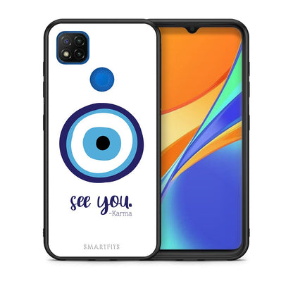 Θήκη Xiaomi Redmi 9C Karma Says από τη Smartfits με σχέδιο στο πίσω μέρος και μαύρο περίβλημα | Xiaomi Redmi 9C Karma Says case with colorful back and black bezels