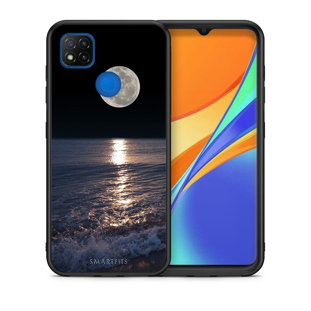 Θήκη Xiaomi Redmi 9C Moon Landscape από τη Smartfits με σχέδιο στο πίσω μέρος και μαύρο περίβλημα | Xiaomi Redmi 9C Moon Landscape case with colorful back and black bezels