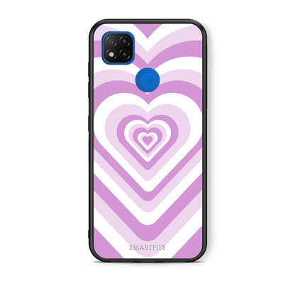 Θήκη Xiaomi Redmi 9C Lilac Hearts από τη Smartfits με σχέδιο στο πίσω μέρος και μαύρο περίβλημα | Xiaomi Redmi 9C Lilac Hearts case with colorful back and black bezels