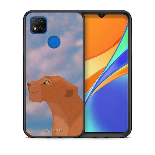 Θήκη Αγίου Βαλεντίνου Xiaomi Redmi 9C Lion Love 2 από τη Smartfits με σχέδιο στο πίσω μέρος και μαύρο περίβλημα | Xiaomi Redmi 9C Lion Love 2 case with colorful back and black bezels