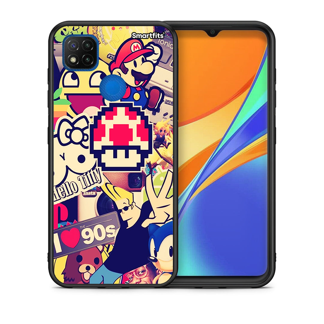 Θήκη Xiaomi Redmi 9C Love The 90s από τη Smartfits με σχέδιο στο πίσω μέρος και μαύρο περίβλημα | Xiaomi Redmi 9C Love The 90s case with colorful back and black bezels