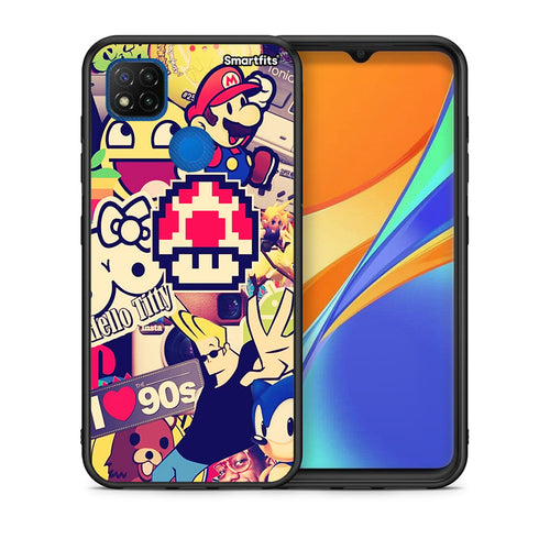 Θήκη Xiaomi Redmi 9C Love The 90s από τη Smartfits με σχέδιο στο πίσω μέρος και μαύρο περίβλημα | Xiaomi Redmi 9C Love The 90s case with colorful back and black bezels