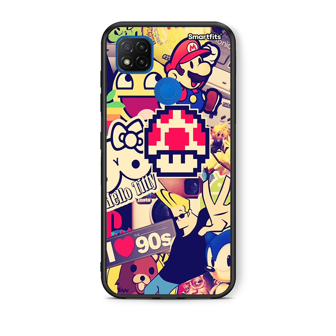 Θήκη Xiaomi Redmi 9C Love The 90s από τη Smartfits με σχέδιο στο πίσω μέρος και μαύρο περίβλημα | Xiaomi Redmi 9C Love The 90s case with colorful back and black bezels