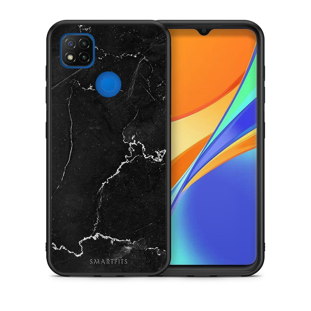 Θήκη Xiaomi Redmi 9C Marble Black από τη Smartfits με σχέδιο στο πίσω μέρος και μαύρο περίβλημα | Xiaomi Redmi 9C Marble Black case with colorful back and black bezels