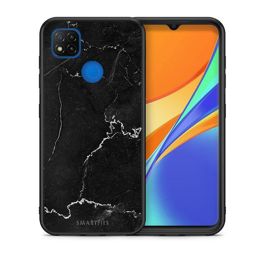 Θήκη Xiaomi Redmi 9C Marble Black από τη Smartfits με σχέδιο στο πίσω μέρος και μαύρο περίβλημα | Xiaomi Redmi 9C Marble Black case with colorful back and black bezels