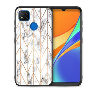 Thumbnail for Θήκη Xiaomi Redmi 9C Gold Geometric Marble από τη Smartfits με σχέδιο στο πίσω μέρος και μαύρο περίβλημα | Xiaomi Redmi 9C Gold Geometric Marble case with colorful back and black bezels