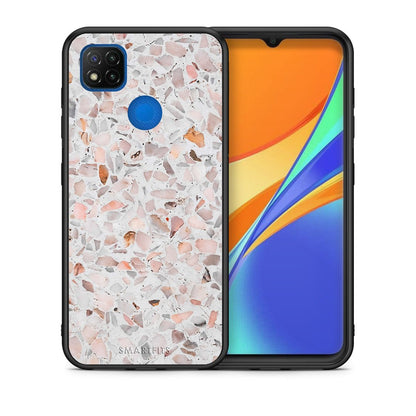 Θήκη Xiaomi Redmi 9C Marble Terrazzo από τη Smartfits με σχέδιο στο πίσω μέρος και μαύρο περίβλημα | Xiaomi Redmi 9C Marble Terrazzo case with colorful back and black bezels
