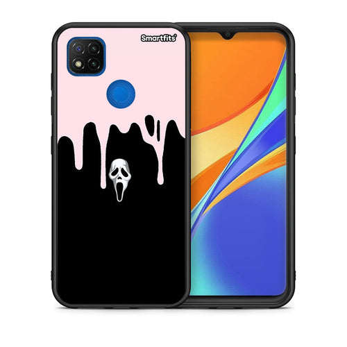 Θήκη Xiaomi Redmi 9C Melting Halloween Mask από τη Smartfits με σχέδιο στο πίσω μέρος και μαύρο περίβλημα | Xiaomi Redmi 9C Melting Halloween Mask case with colorful back and black bezels
