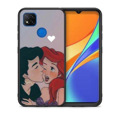 Θήκη Αγίου Βαλεντίνου Xiaomi Redmi 9C Mermaid Love από τη Smartfits με σχέδιο στο πίσω μέρος και μαύρο περίβλημα | Xiaomi Redmi 9C Mermaid Love case with colorful back and black bezels