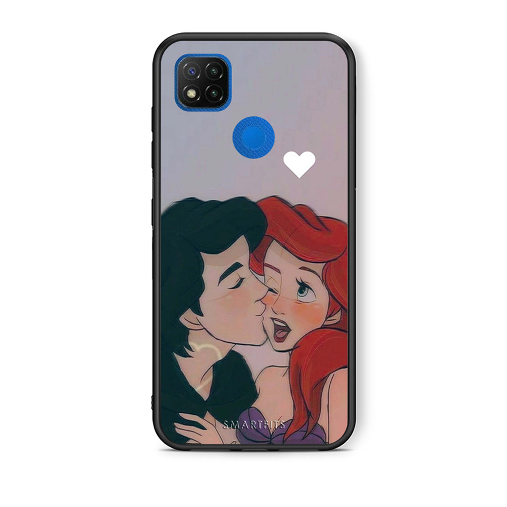 Θήκη Αγίου Βαλεντίνου Xiaomi Redmi 9C Mermaid Love από τη Smartfits με σχέδιο στο πίσω μέρος και μαύρο περίβλημα | Xiaomi Redmi 9C Mermaid Love case with colorful back and black bezels