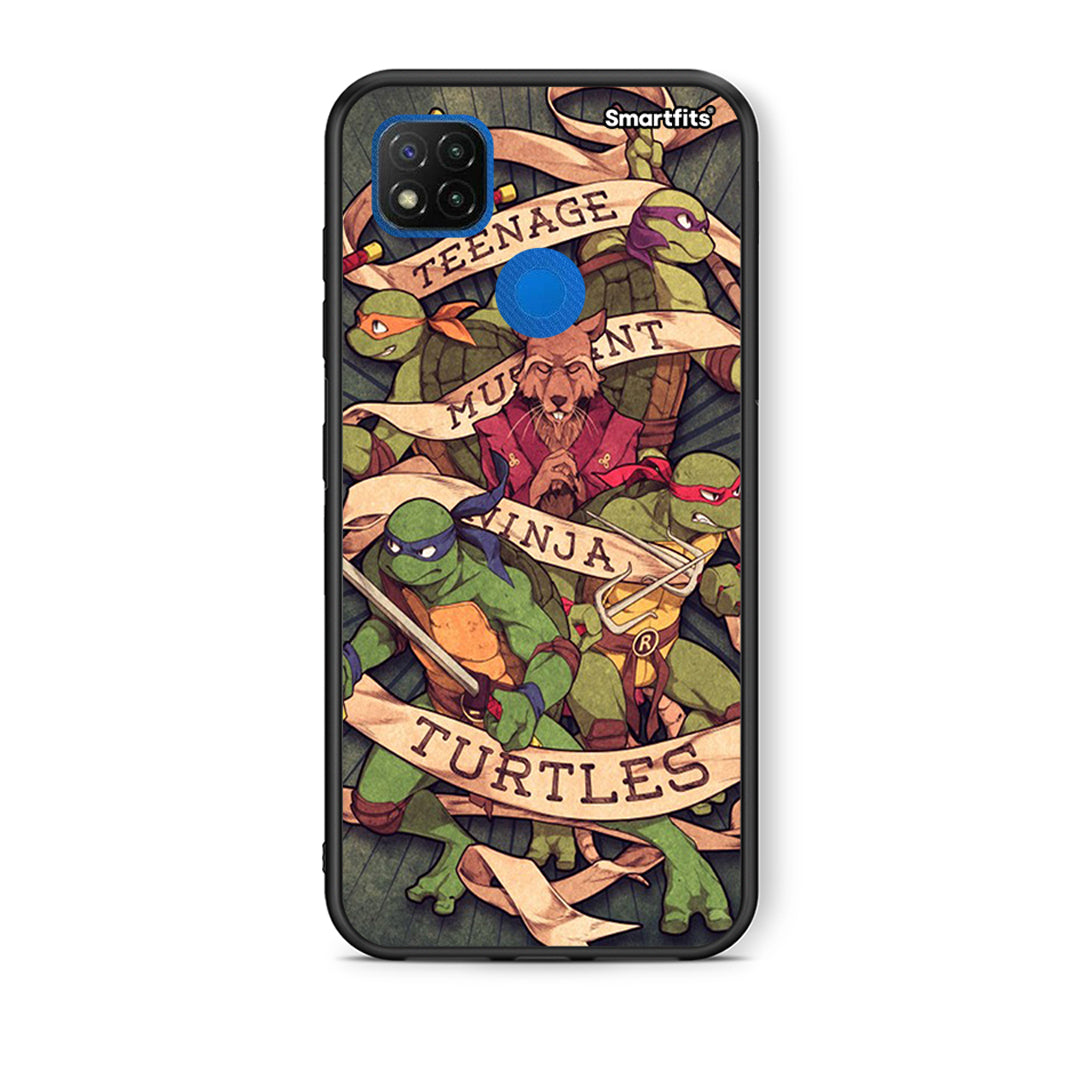 Θήκη Xiaomi Redmi 9C Ninja Turtles από τη Smartfits με σχέδιο στο πίσω μέρος και μαύρο περίβλημα | Xiaomi Redmi 9C Ninja Turtles case with colorful back and black bezels