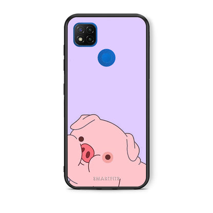 Θήκη Αγίου Βαλεντίνου Xiaomi Redmi 9C Pig Love 2 από τη Smartfits με σχέδιο στο πίσω μέρος και μαύρο περίβλημα | Xiaomi Redmi 9C Pig Love 2 case with colorful back and black bezels
