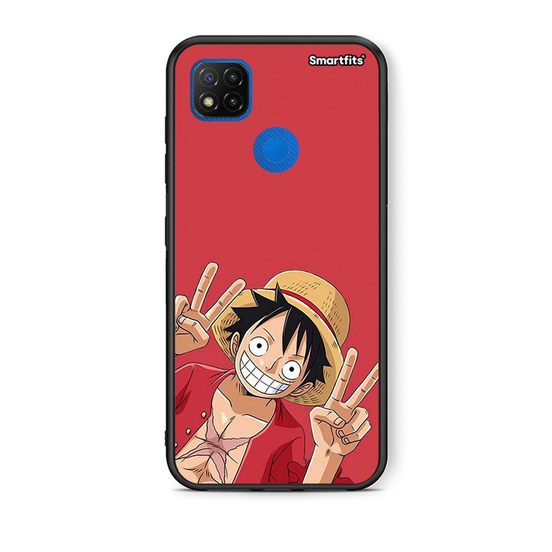 Θήκη Xiaomi Redmi 9C Pirate Luffy από τη Smartfits με σχέδιο στο πίσω μέρος και μαύρο περίβλημα | Xiaomi Redmi 9C Pirate Luffy case with colorful back and black bezels