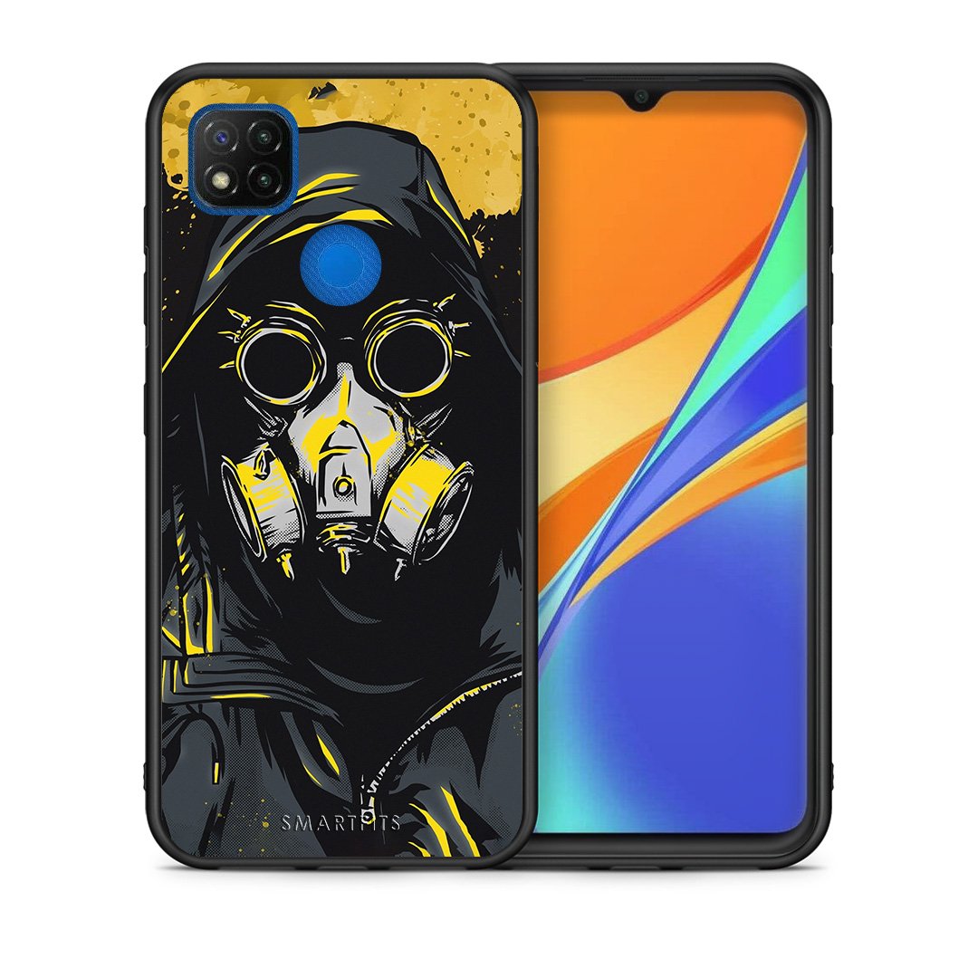 Θήκη Xiaomi Redmi 9C Mask PopArt από τη Smartfits με σχέδιο στο πίσω μέρος και μαύρο περίβλημα | Xiaomi Redmi 9C Mask PopArt case with colorful back and black bezels