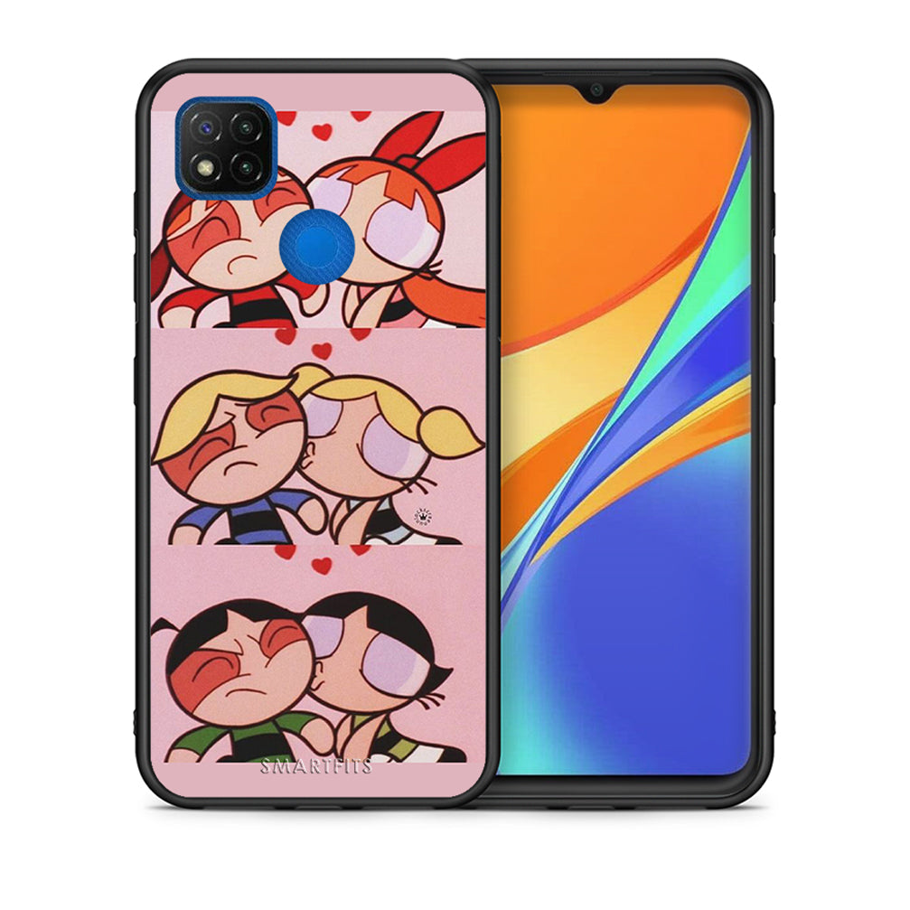 Θήκη Αγίου Βαλεντίνου Xiaomi Redmi 9C Puff Love από τη Smartfits με σχέδιο στο πίσω μέρος και μαύρο περίβλημα | Xiaomi Redmi 9C Puff Love case with colorful back and black bezels