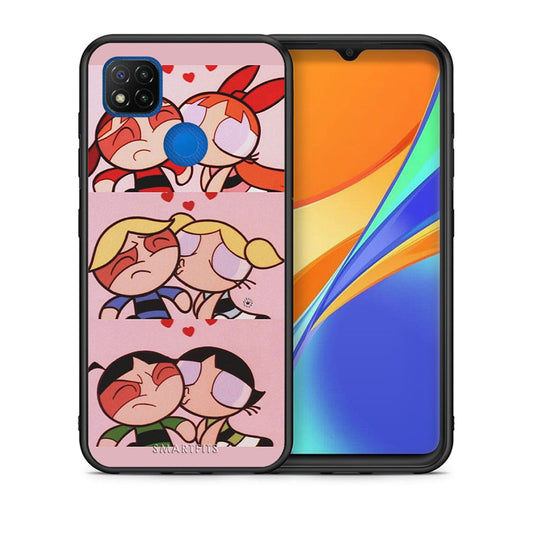 Θήκη Αγίου Βαλεντίνου Xiaomi Redmi 9C Puff Love από τη Smartfits με σχέδιο στο πίσω μέρος και μαύρο περίβλημα | Xiaomi Redmi 9C Puff Love case with colorful back and black bezels