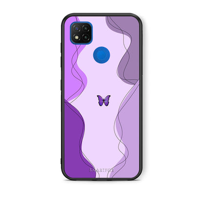 Θήκη Αγίου Βαλεντίνου Xiaomi Redmi 9C Purple Mariposa από τη Smartfits με σχέδιο στο πίσω μέρος και μαύρο περίβλημα | Xiaomi Redmi 9C Purple Mariposa case with colorful back and black bezels