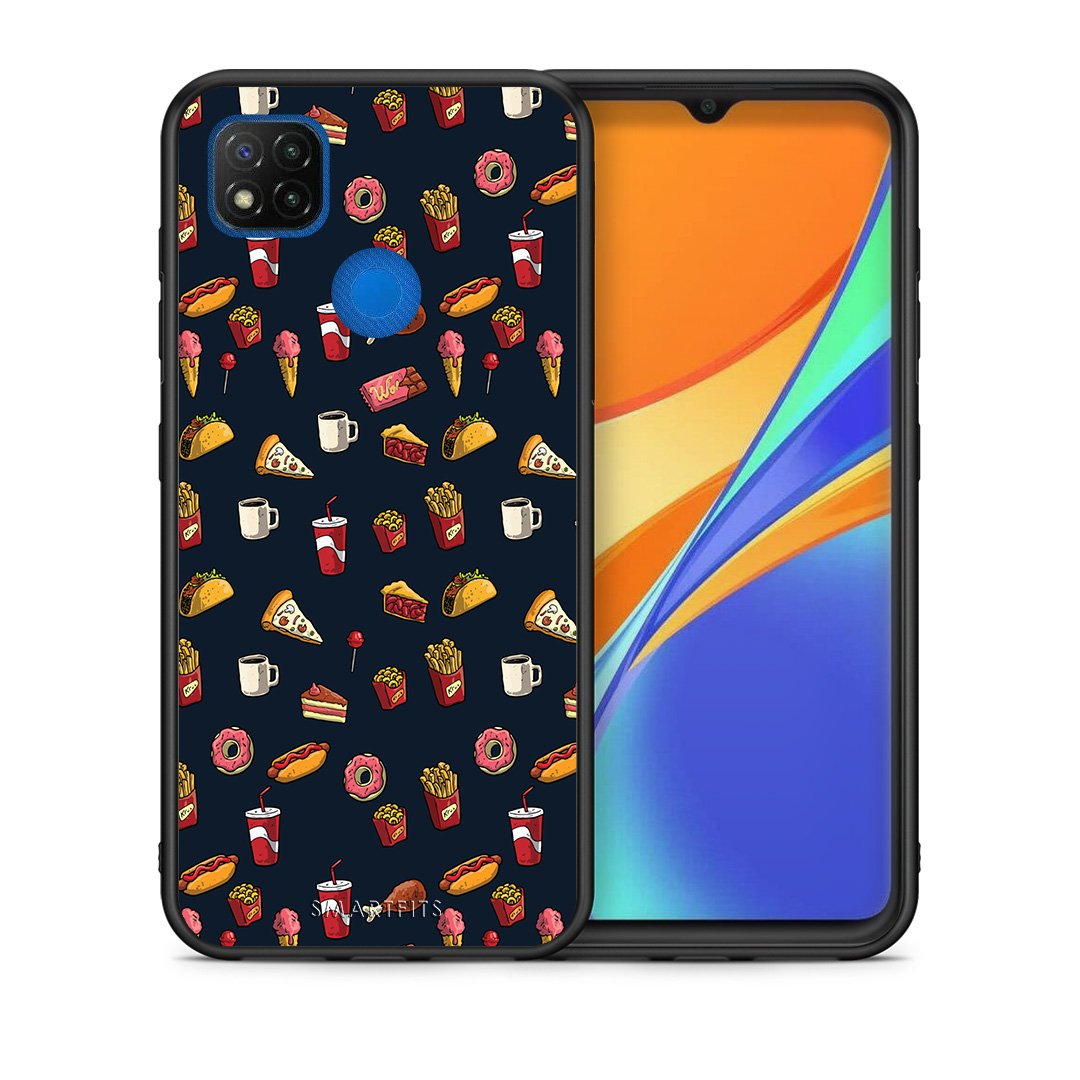 Θήκη Xiaomi Redmi 9C Hungry Random από τη Smartfits με σχέδιο στο πίσω μέρος και μαύρο περίβλημα | Xiaomi Redmi 9C Hungry Random case with colorful back and black bezels