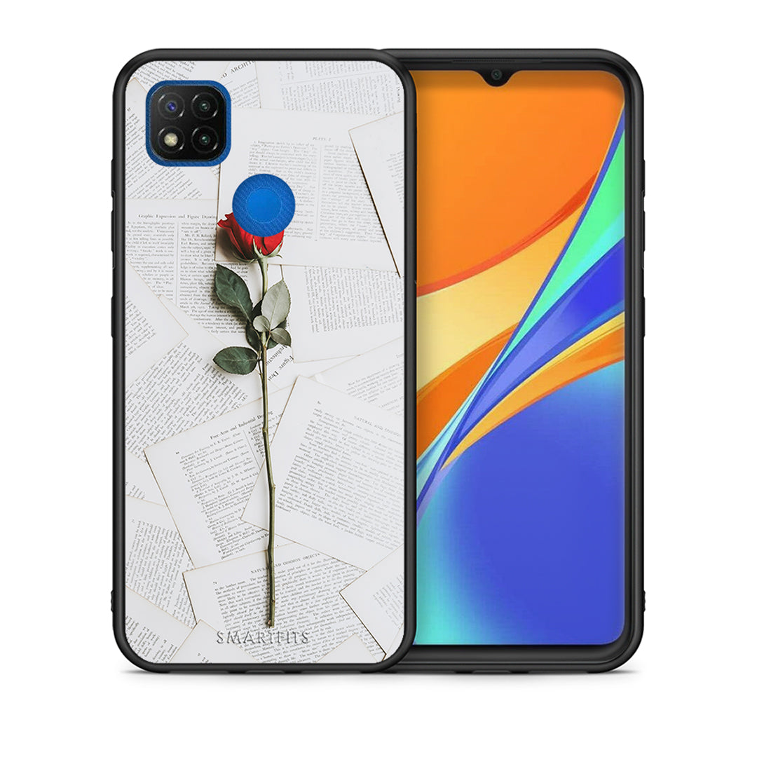 Θήκη Xiaomi Redmi 9C Red Rose από τη Smartfits με σχέδιο στο πίσω μέρος και μαύρο περίβλημα | Xiaomi Redmi 9C Red Rose case with colorful back and black bezels