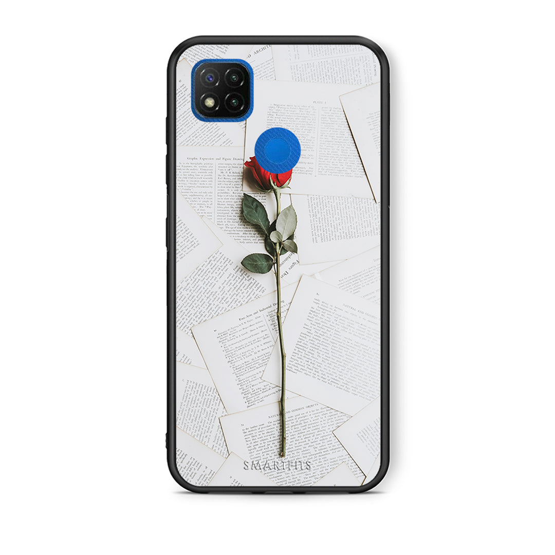 Θήκη Xiaomi Redmi 9C Red Rose από τη Smartfits με σχέδιο στο πίσω μέρος και μαύρο περίβλημα | Xiaomi Redmi 9C Red Rose case with colorful back and black bezels