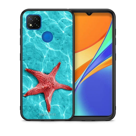 Θήκη Xiaomi Redmi 9C Red Starfish από τη Smartfits με σχέδιο στο πίσω μέρος και μαύρο περίβλημα | Xiaomi Redmi 9C Red Starfish case with colorful back and black bezels