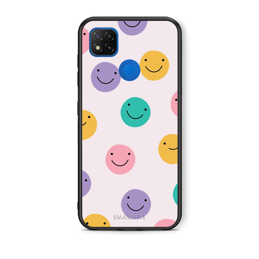 Θήκη Xiaomi Redmi 9C Smiley Faces από τη Smartfits με σχέδιο στο πίσω μέρος και μαύρο περίβλημα | Xiaomi Redmi 9C Smiley Faces case with colorful back and black bezels
