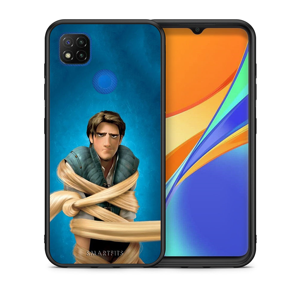 Θήκη Αγίου Βαλεντίνου Xiaomi Redmi 9C Tangled 1 από τη Smartfits με σχέδιο στο πίσω μέρος και μαύρο περίβλημα | Xiaomi Redmi 9C Tangled 1 case with colorful back and black bezels