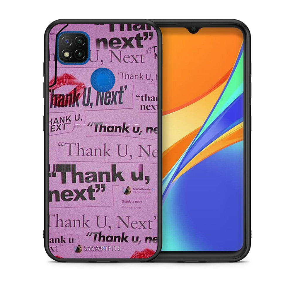 Θήκη Αγίου Βαλεντίνου Xiaomi Redmi 9C Thank You Next από τη Smartfits με σχέδιο στο πίσω μέρος και μαύρο περίβλημα | Xiaomi Redmi 9C Thank You Next case with colorful back and black bezels