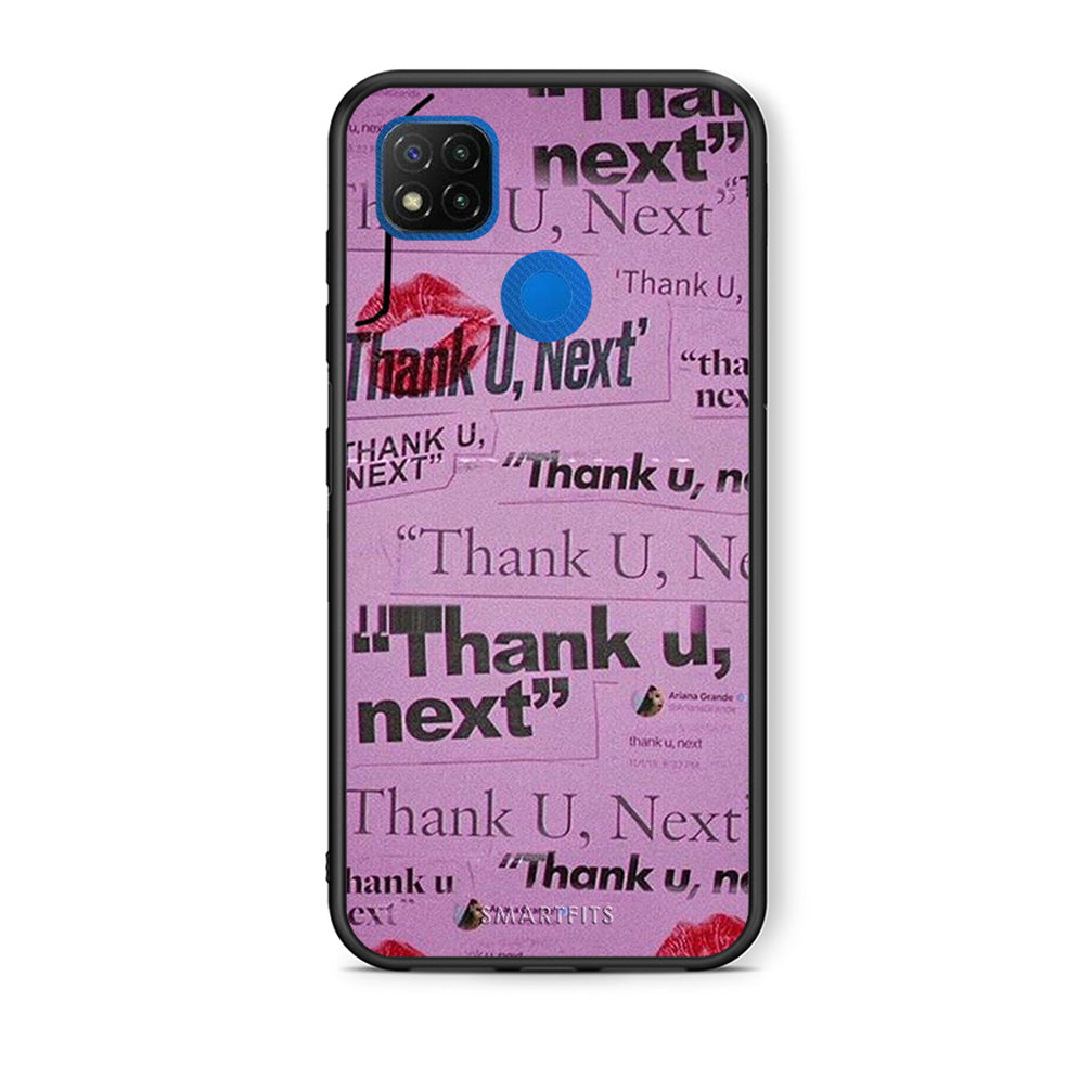 Θήκη Αγίου Βαλεντίνου Xiaomi Redmi 9C Thank You Next από τη Smartfits με σχέδιο στο πίσω μέρος και μαύρο περίβλημα | Xiaomi Redmi 9C Thank You Next case with colorful back and black bezels