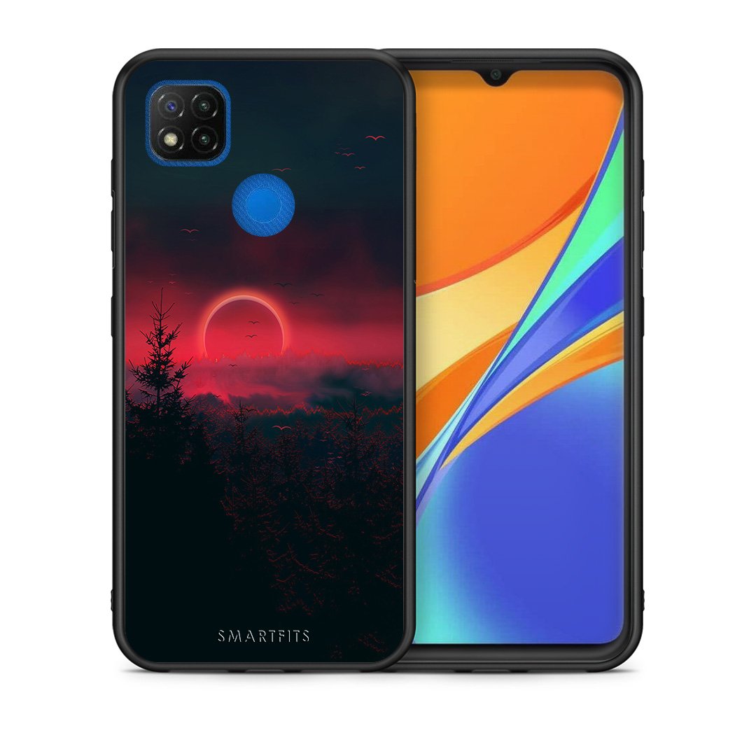 Θήκη Xiaomi Redmi 9C Sunset Tropic από τη Smartfits με σχέδιο στο πίσω μέρος και μαύρο περίβλημα | Xiaomi Redmi 9C Sunset Tropic case with colorful back and black bezels